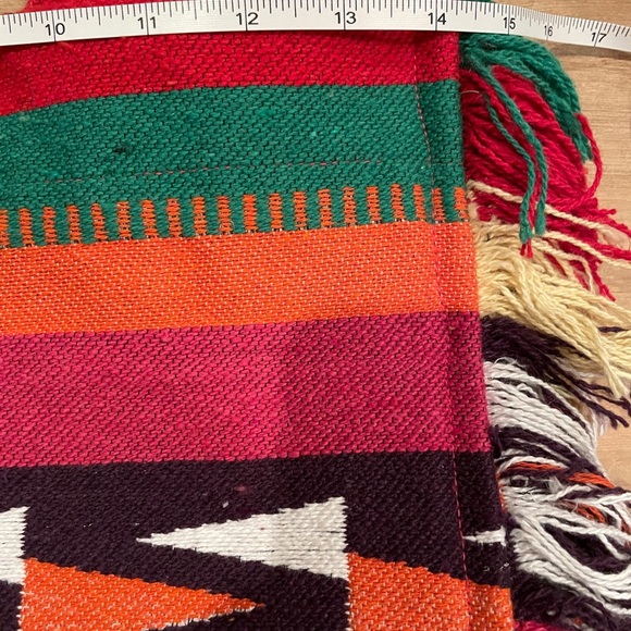 Nalini colorful woven Boho fringe tassel purse weekender bag southwestern aztec - Picture 6 of 8